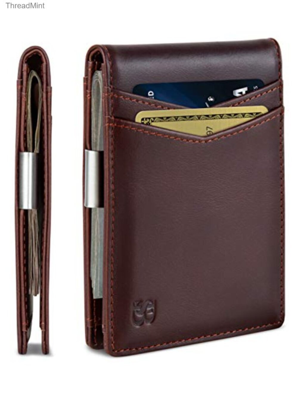 Mens Slim RFID Blocking Bifold Wallet Full Grain Leather Money Clip